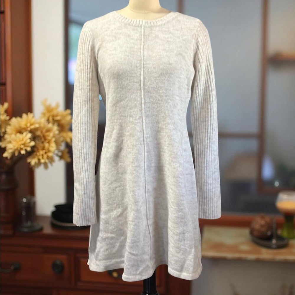 Shrinking Violet Alpaca Soft Cream Long Sleeve Sweater Dress